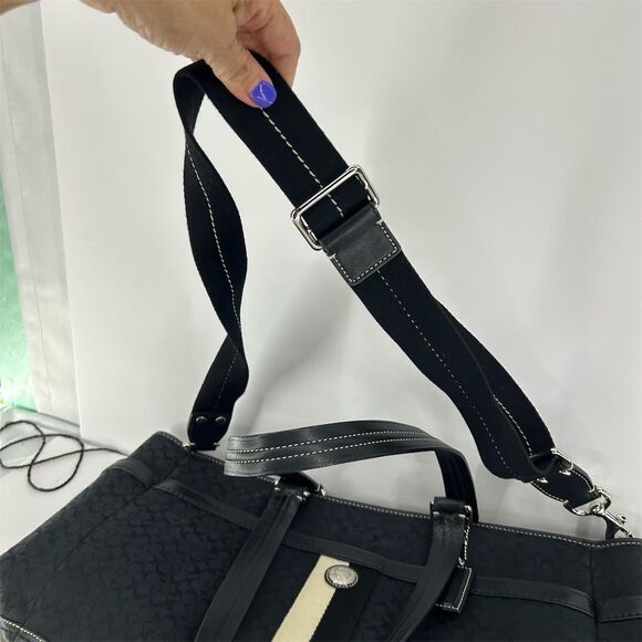 Coach Women's Black Canvas & Leather Tote Bag with Dust Bag EUC - Picture 9 of 16